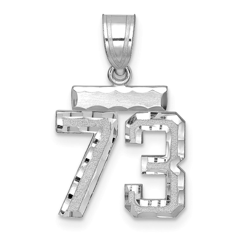 Kazi Luxury 14k White Gold Small Brushed Diamond-Cut Number 73 Charm 512$